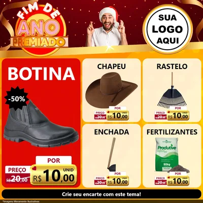 Modelo de Rede Social para Feed Facebook com o tema Fim de Ano Premiado para Agropecuária