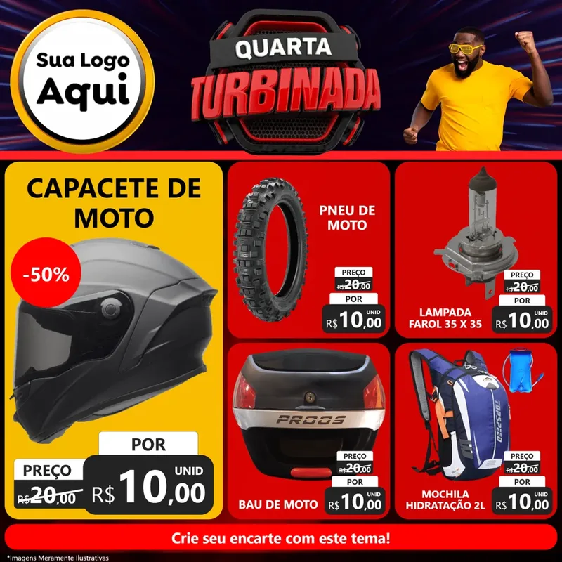 Modelo de Rede Social para Feed Facebook com o tema Quarta Turbinada para Moto peças
