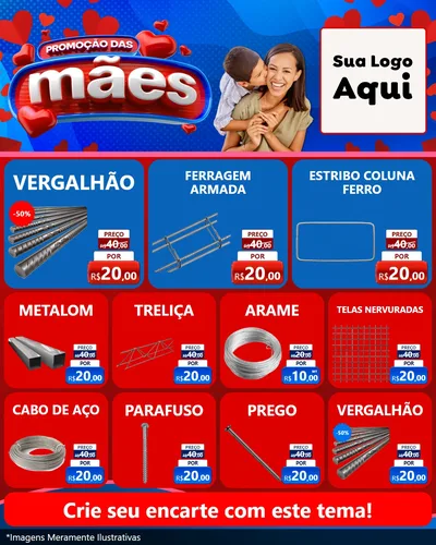 Modelo de Rede Social para Feed Instagram com o tema Promoção das Mães para Ferragens