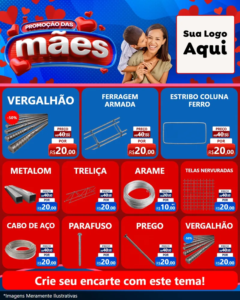 Modelo de Rede Social para Feed Instagram com o tema Promoção das Mães para Ferragens