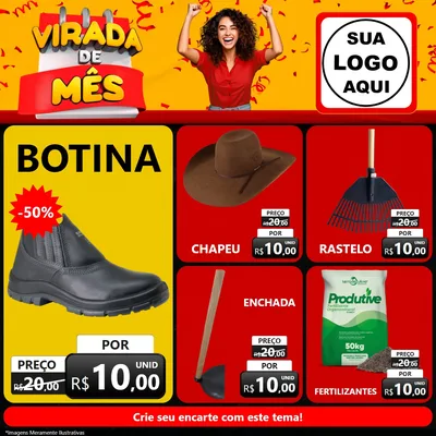 Modelo de Rede Social para Feed Facebook com o tema Virada de Mês para Agropecuária