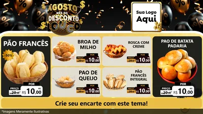 Modelo de TV para TV Horizontal com o tema Agosto Mês do Desconto Louco para Padaria