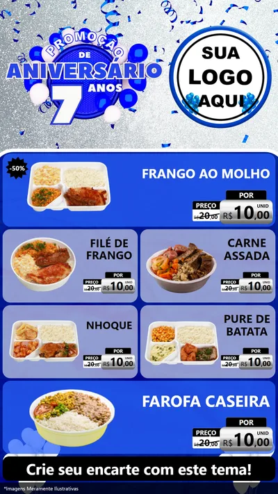Modelo de TV para TV Vertical com o tema Promoção de Aniversário - 7 Anos para Restaurante