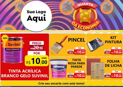 Modelo de Encarte para Encarte A4 Horizontal com o tema Quarta da Economia para Tintas e Ferramentas