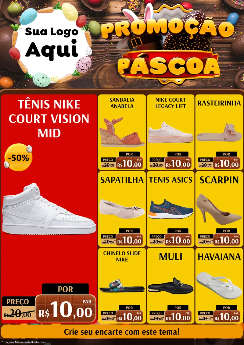 Modelo de Encarte para Encarte A4 Vertical com o tema Promoção Páscoa para Calçados