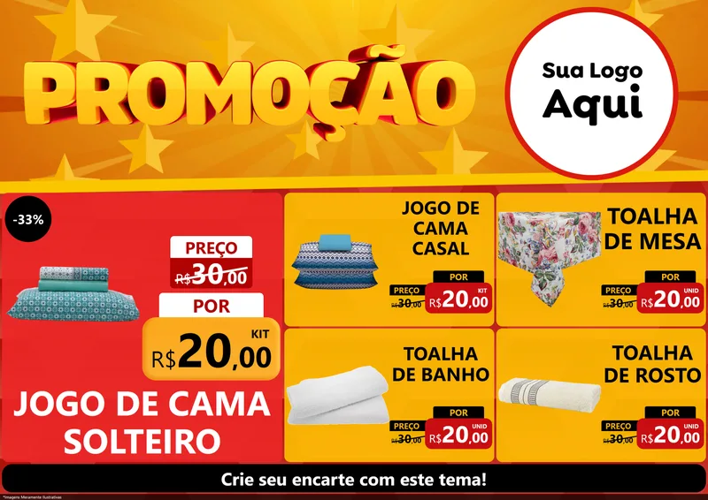 Modelo de Encarte para Encarte A4 Horizontal com o tema Promoção para Cama, Mesa e Banho