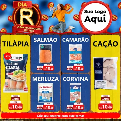 Modelo de Rede Social para Feed Facebook com o tema Dia R - O Dia Mais Barato Do Mês para Peixaria