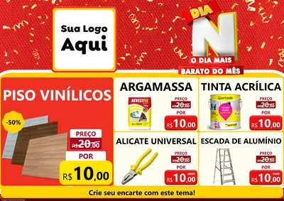 Modelo de Encarte para Encarte A4 Horizontal com o tema Dia N o Dia Mais Barato do Mês para Material para Construção