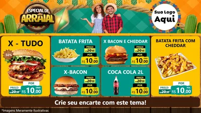 Modelo de TV para TV Horizontal com o tema Especial De Arraial para Hamburgueria