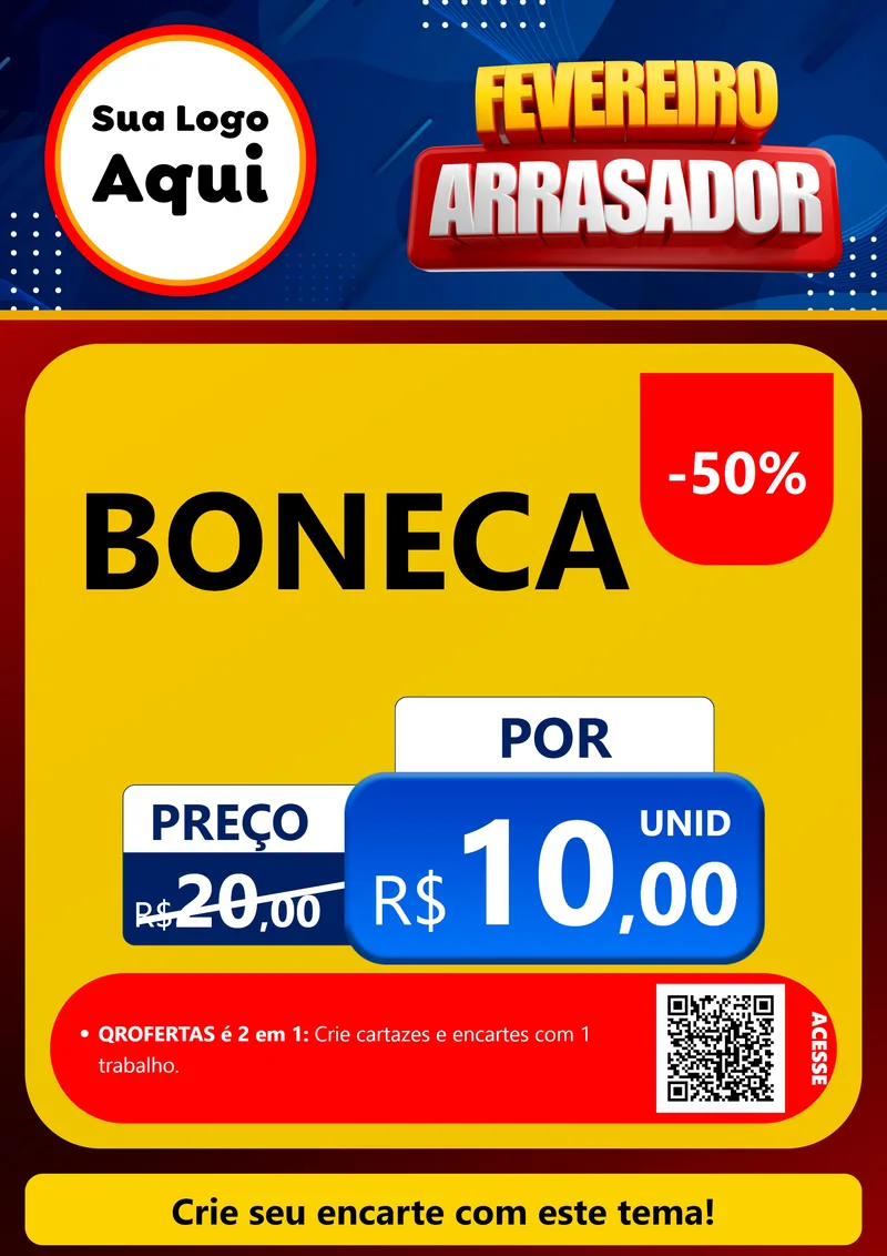 Modelo de Cartaz para Cartaz A4 Vertical com o tema Fevereiro Arrasador para Brinquedos
