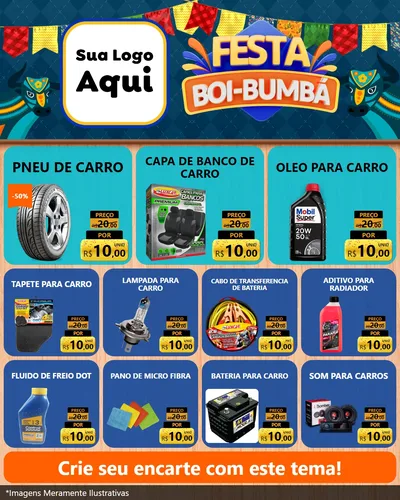 Modelo de Rede Social para Feed Instagram com o tema Festa Boi Bumbá para Auto peças