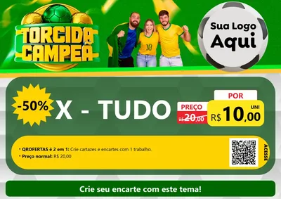 Modelo de Cartaz para Cartaz A4 Horizontal com o tema Torcida Campeã - Copa para Hamburgueria