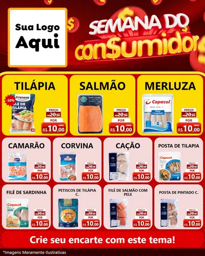 Modelo de Rede Social para Feed Instagram com o tema Semana do Consumidor para Peixaria