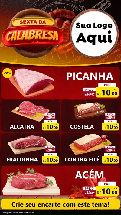 Modelo de TV para TV Vertical com o tema Sexta da Calabresa para Açougue