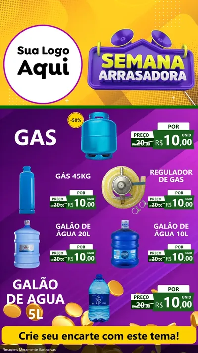 Modelo de TV para TV Vertical com o tema Semana Arrasadora para Água e gás