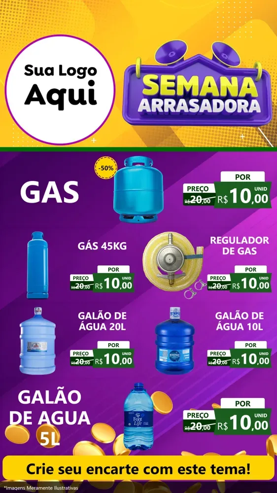 Modelo de TV para TV Vertical com o tema Semana Arrasadora para Água e gás