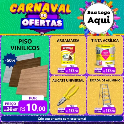 Modelo de Rede Social para Feed Facebook com o tema Carnaval de Ofertas para Material para Construção