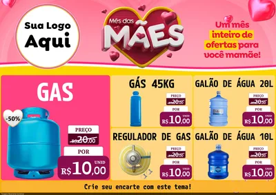 Modelo de Encarte para Encarte A4 Horizontal com o tema Mês das Mães para Água e gás
