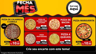 Modelo de TV para TV Horizontal com o tema Fecha Mês para Pizzaria