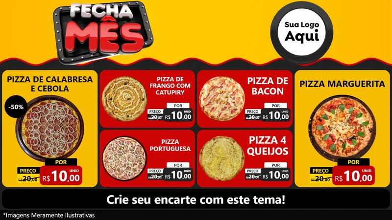 Modelo de TV para TV Horizontal com o tema Fecha Mês para Pizzaria