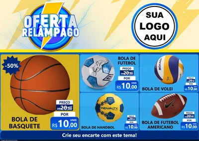 Modelo de Encarte para Encarte A4 Horizontal com o tema Oferta Relâmpago para Artigos Esportivos