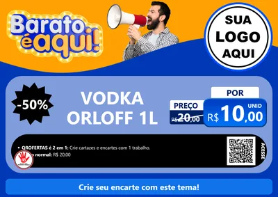 Modelo de Cartaz para Cartaz A4 Horizontal com o tema Barato é aqui para Distribuidora de bebidas