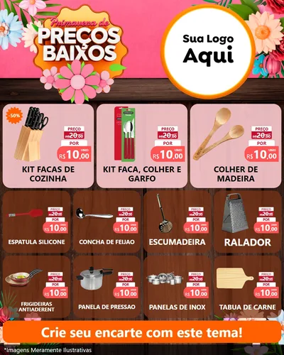 Modelo de Rede Social para Feed Instagram com o tema Primavera de Preços Baixos para Utilidades Domésticas