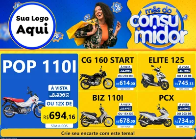 Modelo de Encarte para Encarte A4 Horizontal com o tema Mês do Consumidor para Concessionaria de Motos