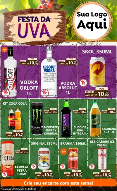 Modelo de Encarte para Encarte Grande com o tema Festa da Uva para Distribuidora de bebidas