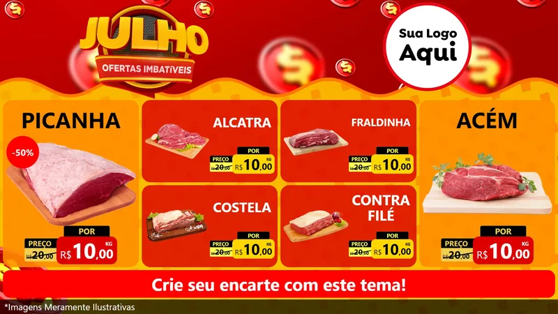 Modelo de TV para TV Horizontal com o tema Julho Ofertas Imbatíveis para Açougue