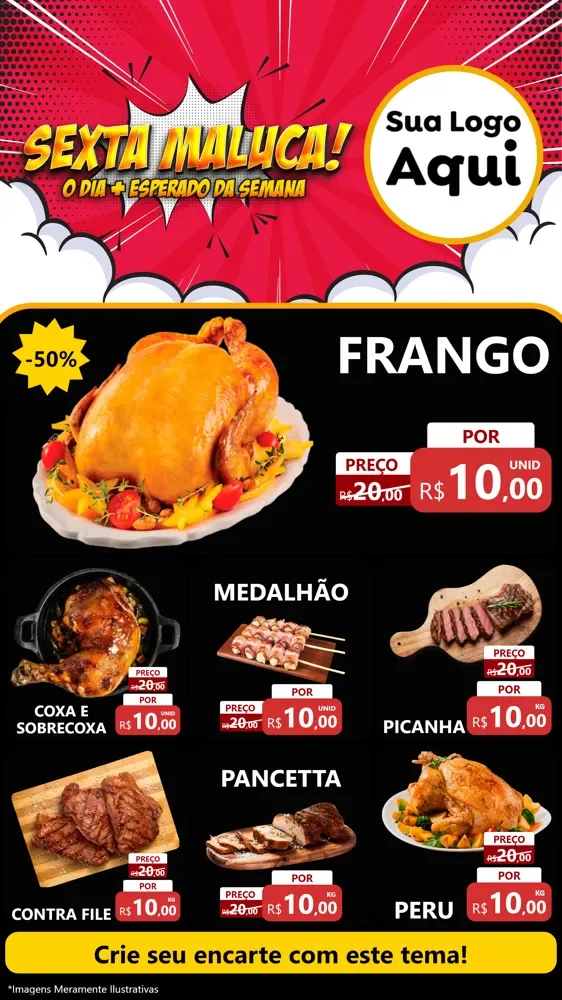 Modelo de Rede Social para Stories com o tema Sexta Maluca! para Assados