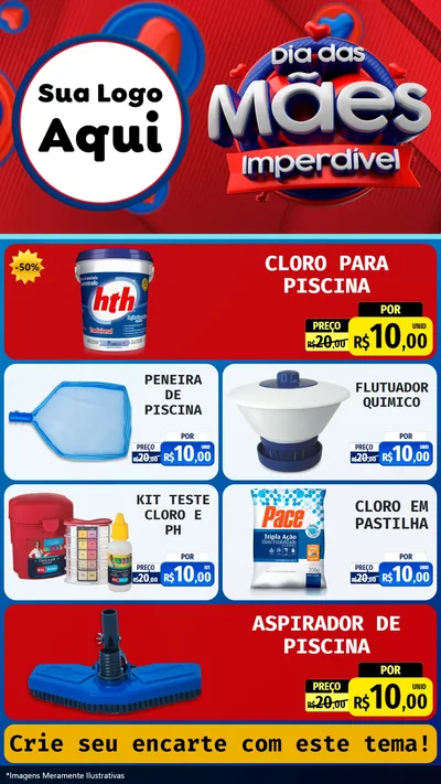 Modelo de TV para TV Vertical com o tema Dia Das Mães Imperdível para Produtos para Piscina