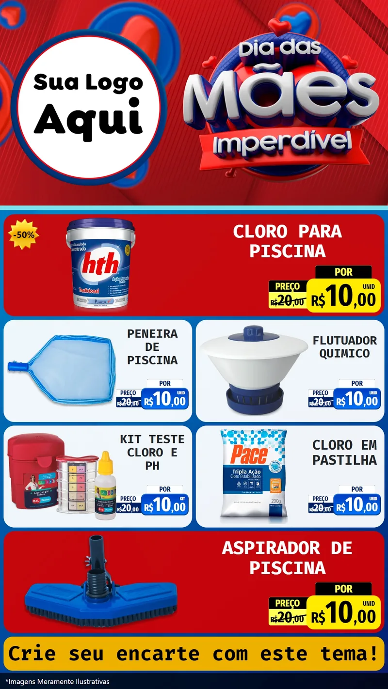 Modelo de TV para TV Vertical com o tema Dia Das Mães Imperdível para Produtos para Piscina