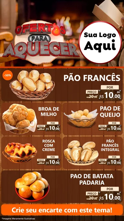 Modelo de TV para TV Vertical com o tema Ofertas Para Aquecer para Padaria