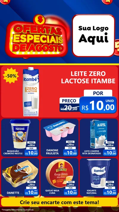 Modelo de Rede Social para Stories com o tema Ofertas Especiais de Agosto para Frios e Laticínios