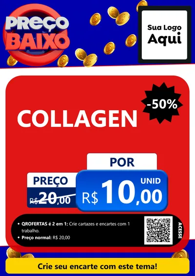 Modelo de Cartaz para Cartaz A4 Vertical com o tema Preço Baixo para Suplementos alimentares