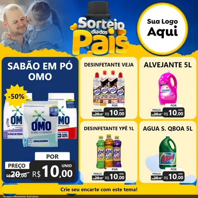 Modelo de Rede Social para Feed Facebook com o tema Sorteio Dia Dos Pais para Produtos de Limpeza