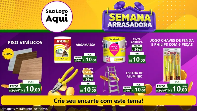 Modelo de TV para TV Horizontal com o tema Semana Arrasadora para Material para Construção