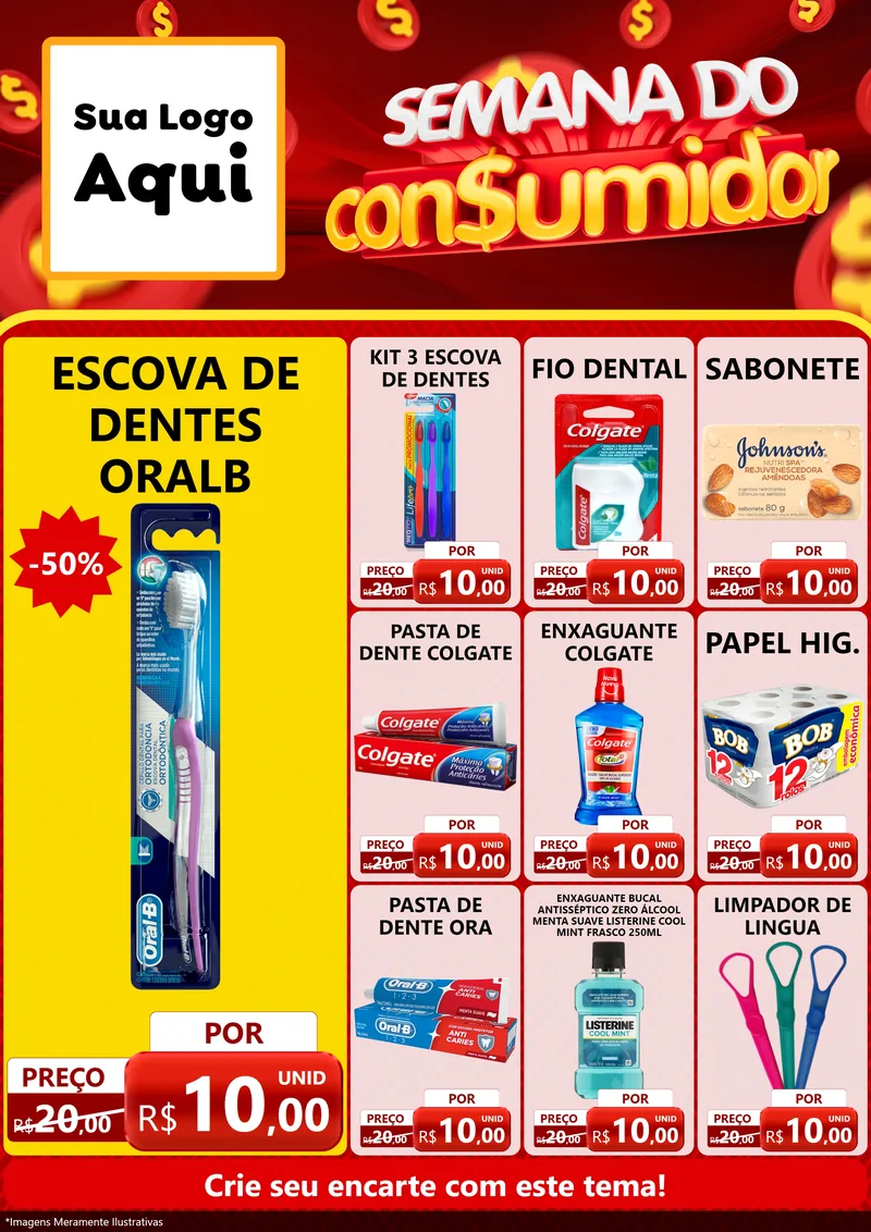 Modelo de Encarte para Encarte A4 Vertical com o tema Semana do Consumidor para Higiene Pessoal