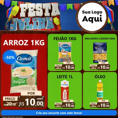 Modelo de Rede Social para Feed Facebook com o tema Festa Julina para Supermercado