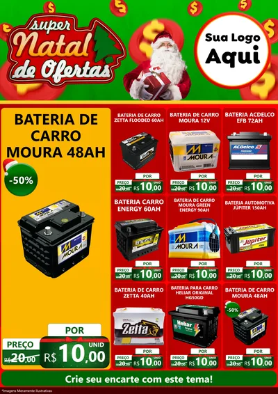 Modelo de Encarte para Encarte A4 Vertical com o tema Super Natal de Ofertas para Baterias Elétricas