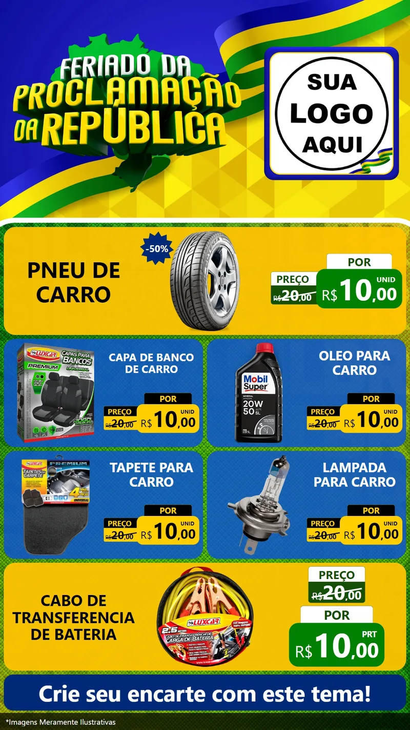 Modelo de TV para TV Vertical com o tema Feriado da Proclamação da República para Auto peças