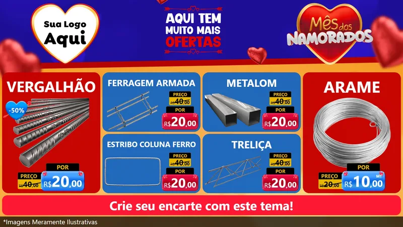 Modelo de TV para TV Horizontal com o tema Mês dos Namorados para Ferragens