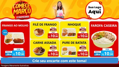 Modelo de TV para TV Horizontal com o tema Comece Março Economizando para Restaurante