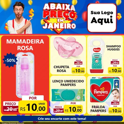 Modelo de Rede Social para Feed Facebook com o tema Abaixa Preço em Janeiro para Bebês