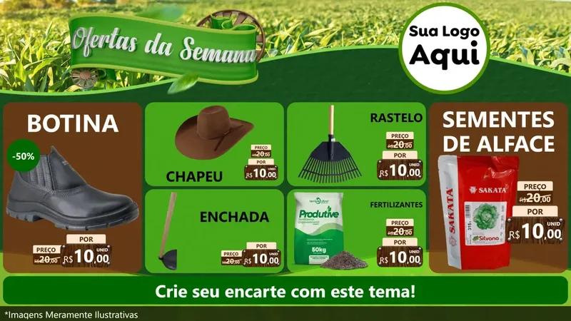 Modelo de TV para TV Horizontal com o tema Ofertas da Semana para Agropecuária