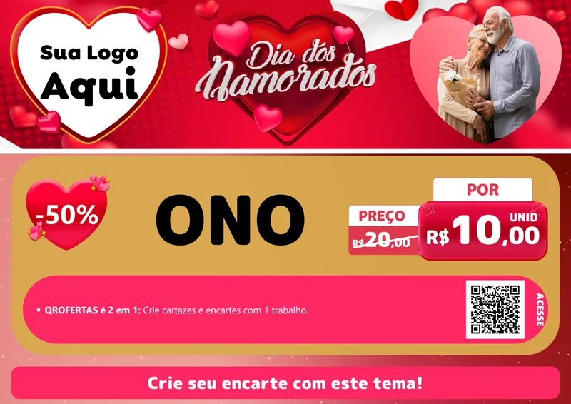 Modelo de Cartaz para Cartaz A4 Horizontal com o tema Dia Dos Namorados para Óticas