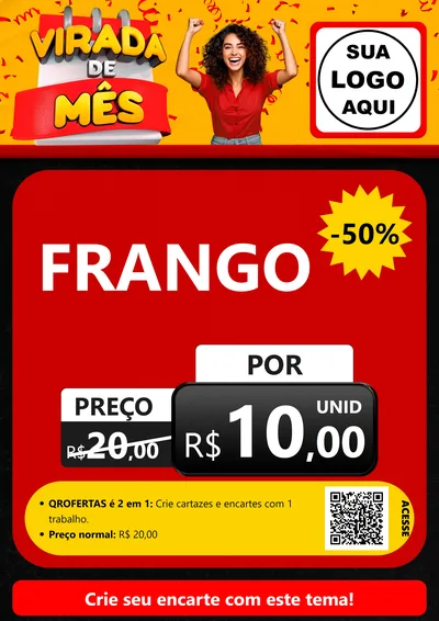 Modelo de Cartaz para Cartaz A4 Vertical com o tema Virada de Mês para Assados