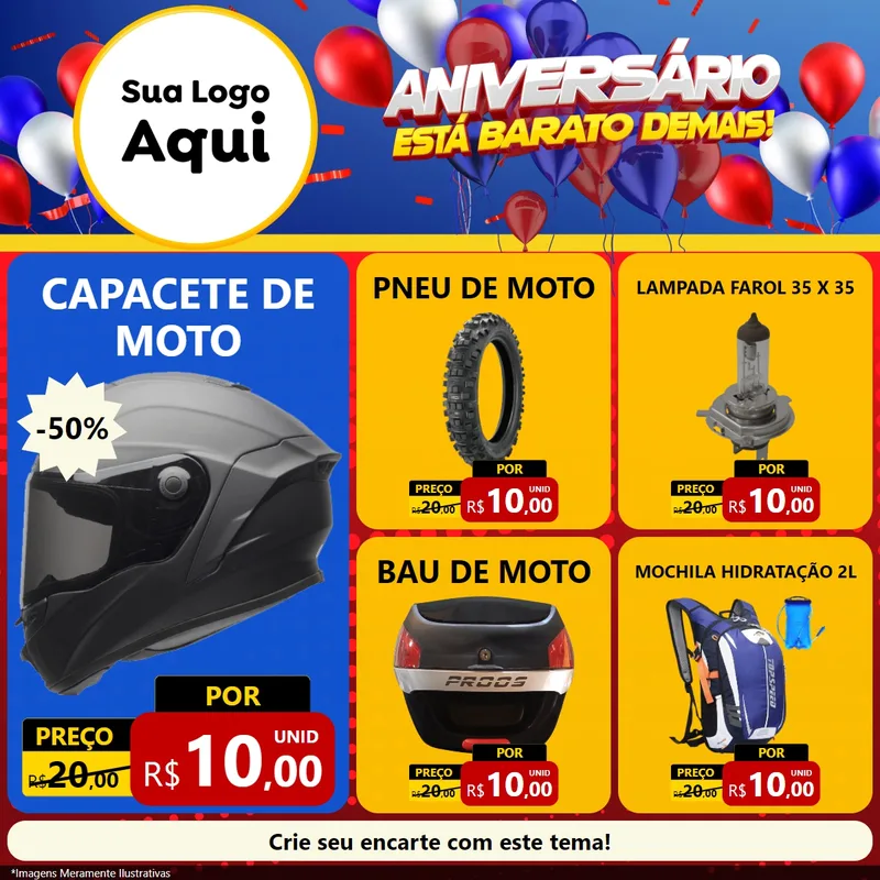 Modelo de Rede Social para Feed Facebook com o tema Aniversário para Moto peças