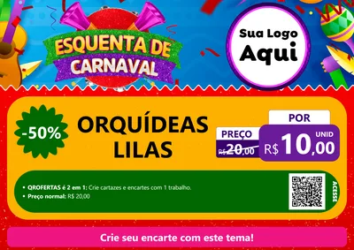 Modelo de Cartaz para Cartaz A4 Horizontal com o tema Esquenta de Carnaval para Floricultura e jardim